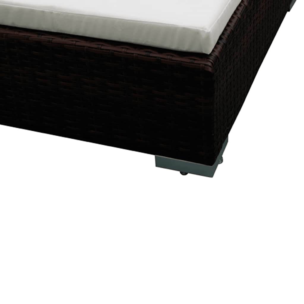 6 Pcs conjunto lounge jardim c/ almofadões vime PE castanho
