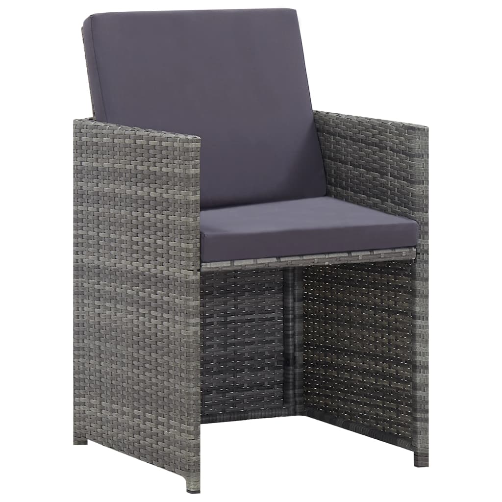5 Pcs conjunto jantar exterior vime e madeira acácia antracite