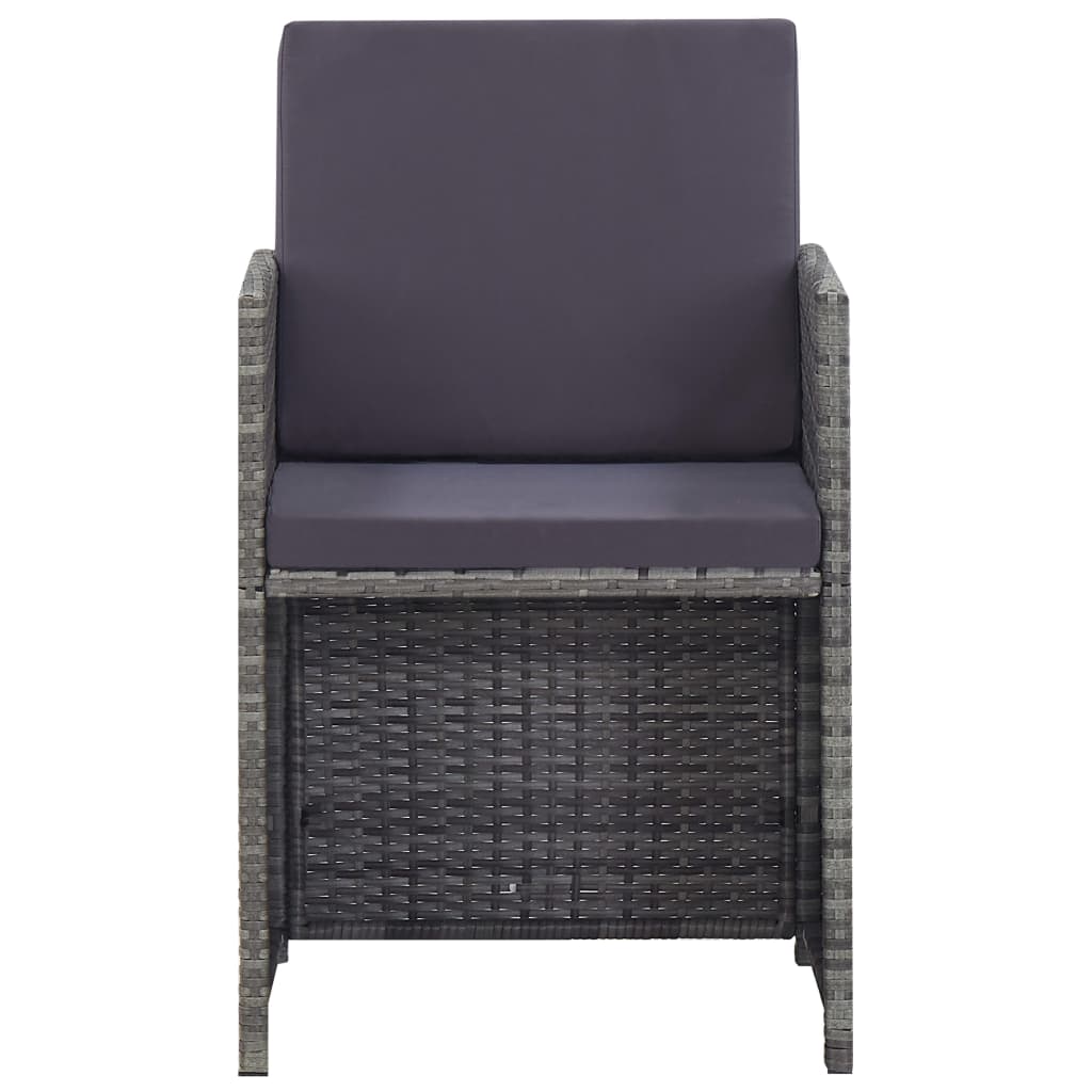 5 Pcs conjunto jantar exterior vime e madeira acácia antracite