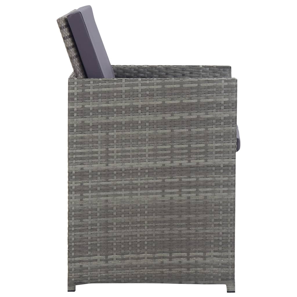 5 Pcs conjunto jantar exterior vime e madeira acácia antracite