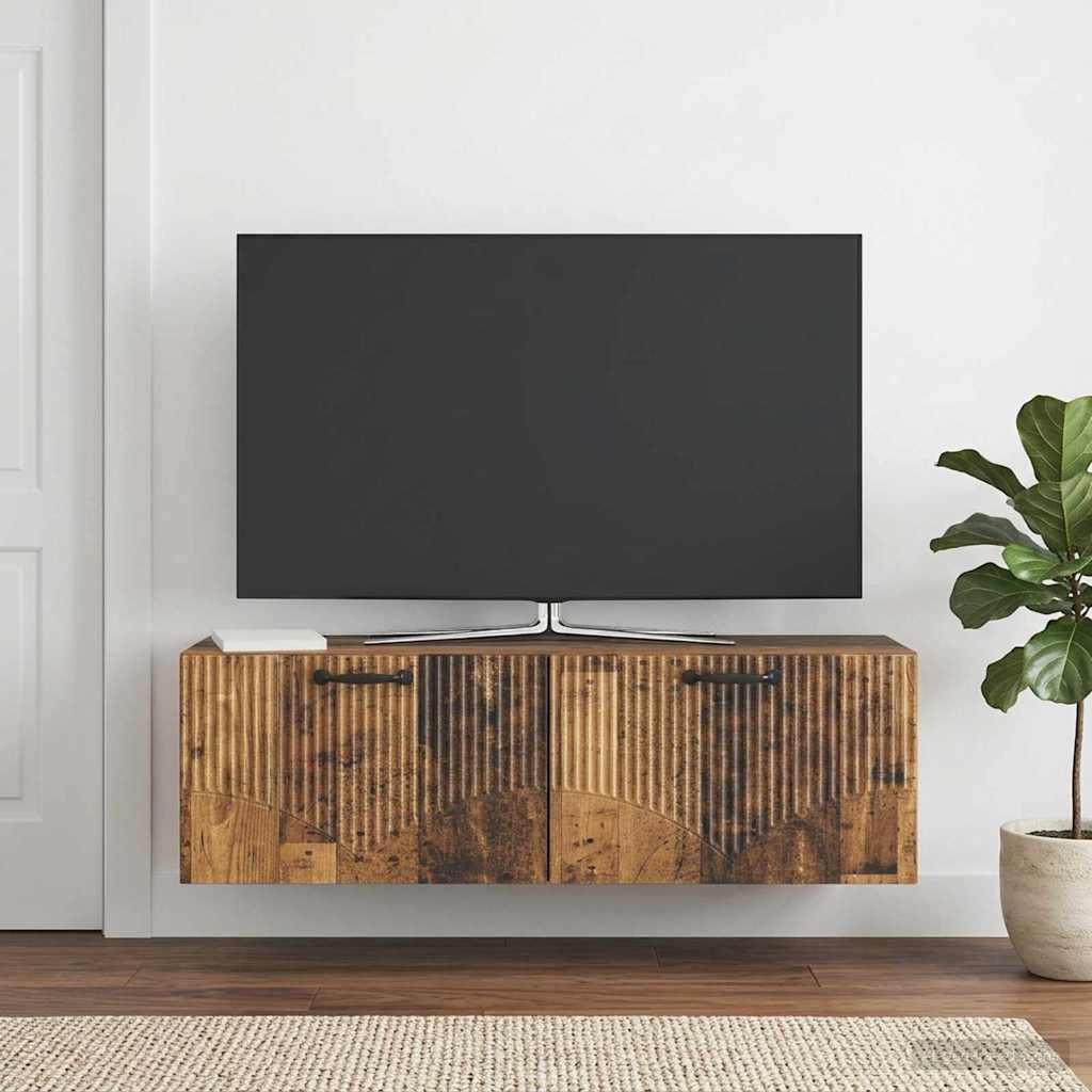 Gabinete de TV de parede madeira antiga 98 x 31 x 30 cm
