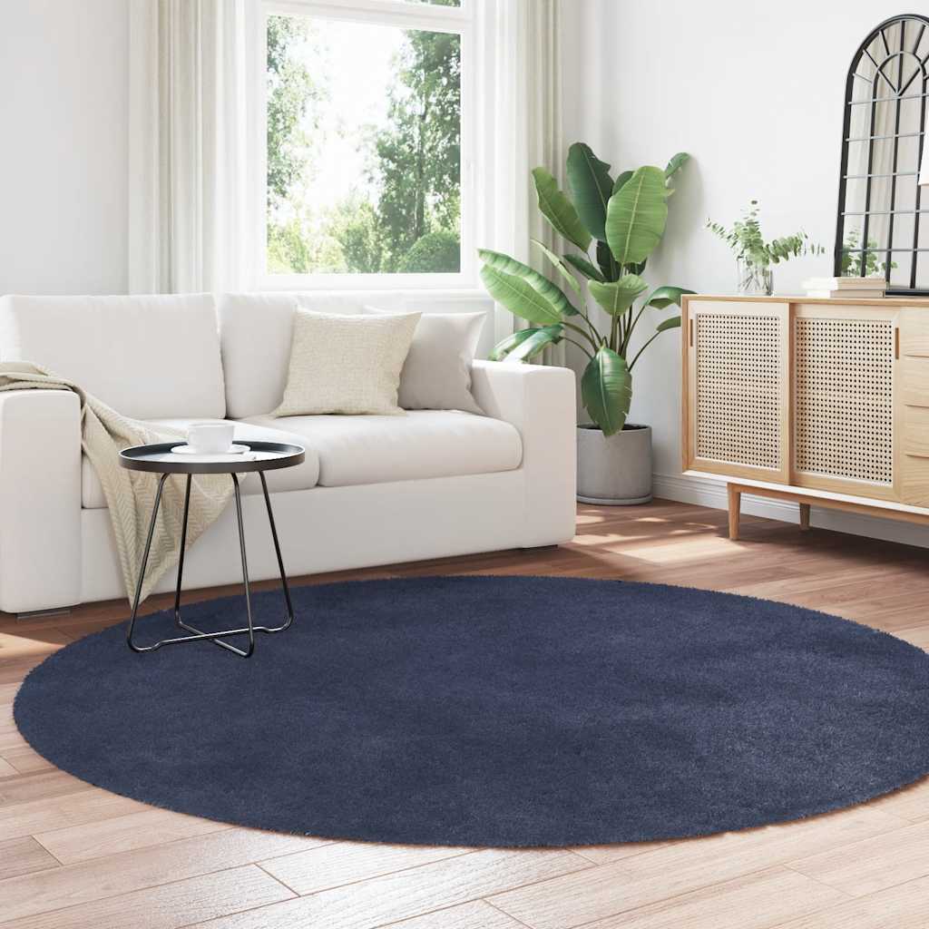 Tapete shaggy de pelo alto navarra 200x200 cm azul-marinho
