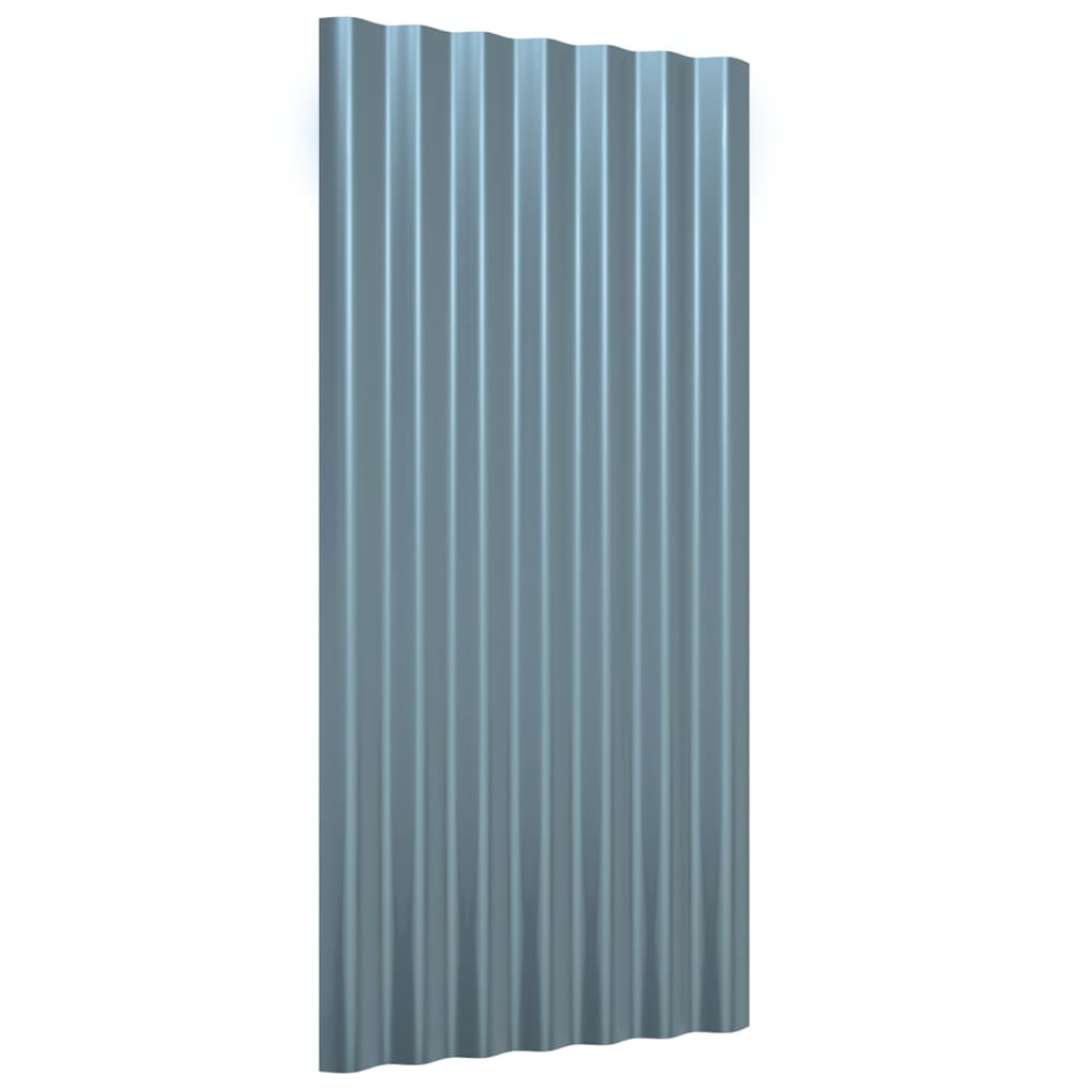 Painéis de telhado 12 pcs 80x36 cm aço galvanizado cinzento
