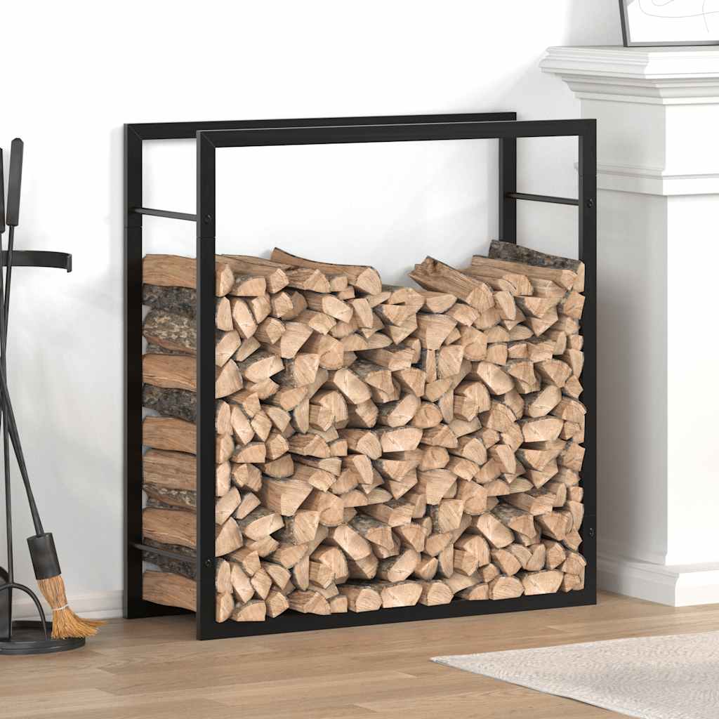 Suporte para lenha 80x28x86 cm aço preto mate