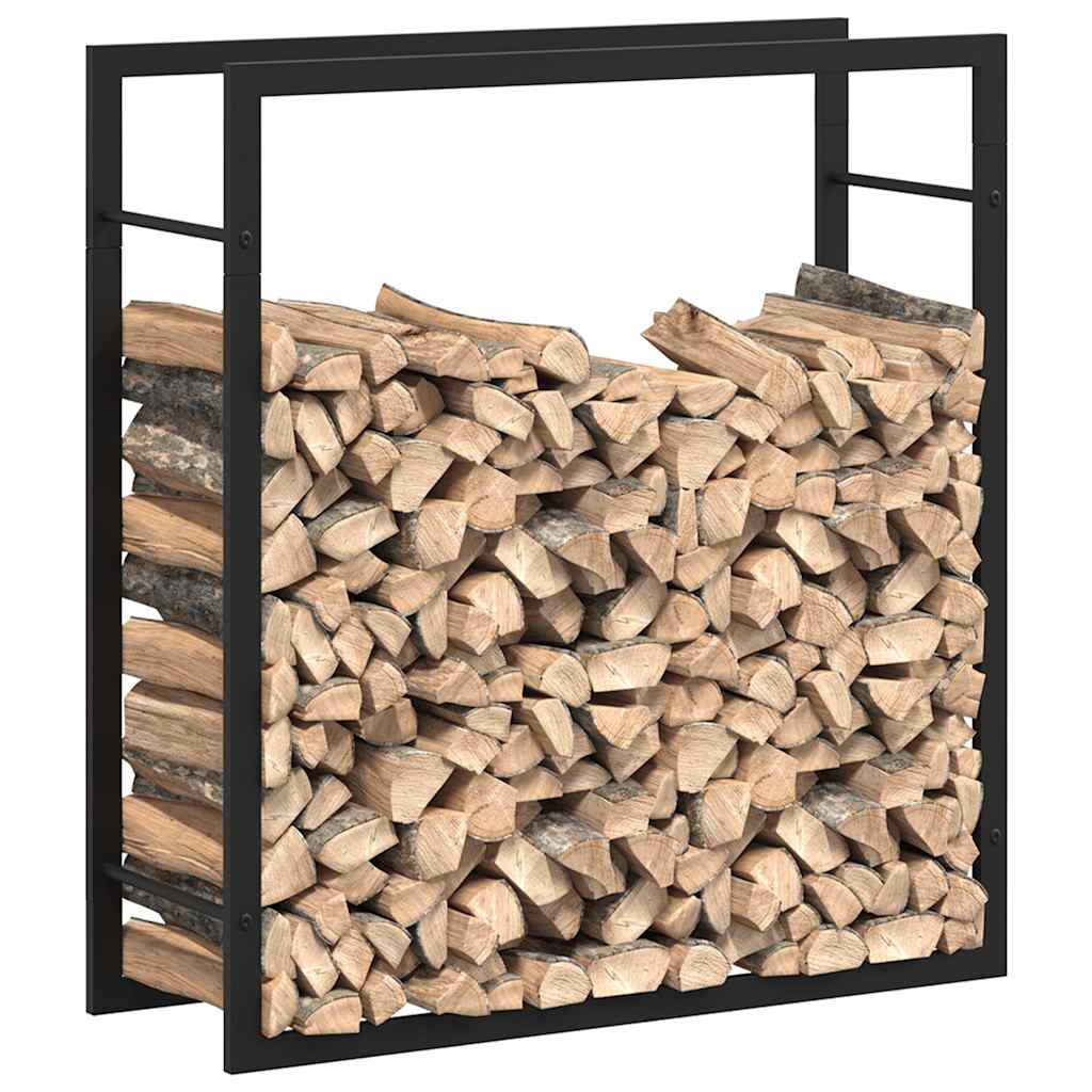 Suporte para lenha 80x28x86 cm aço preto mate