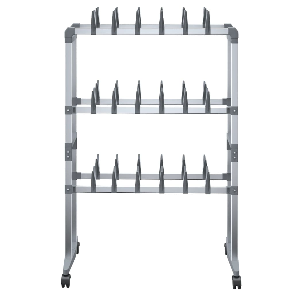 Sapateira com rodas 66x27x100 cm prateado