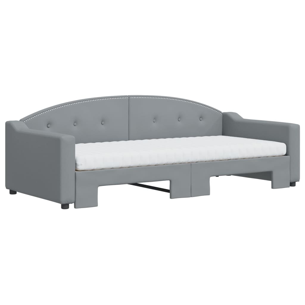 Sofá-cama c/ gavetão e colchões 90x200 cm tecido cinzento-claro