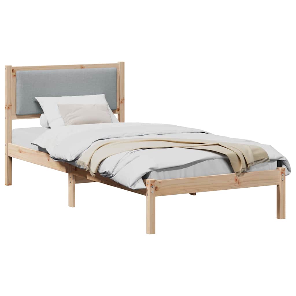 Estrutura da cama com cabeceira cinzento-claro 90 x 190 cm