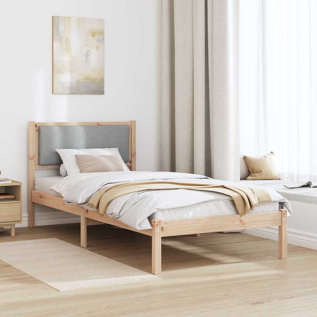 Estrutura da cama com cabeceira cinzento-claro 90 x 190 cm