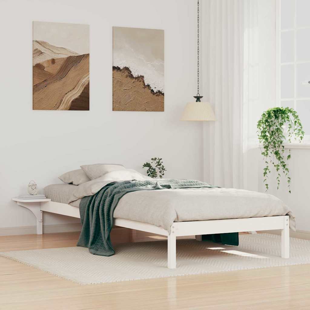 Cama com mesas laterais branco 90 x 210 cm