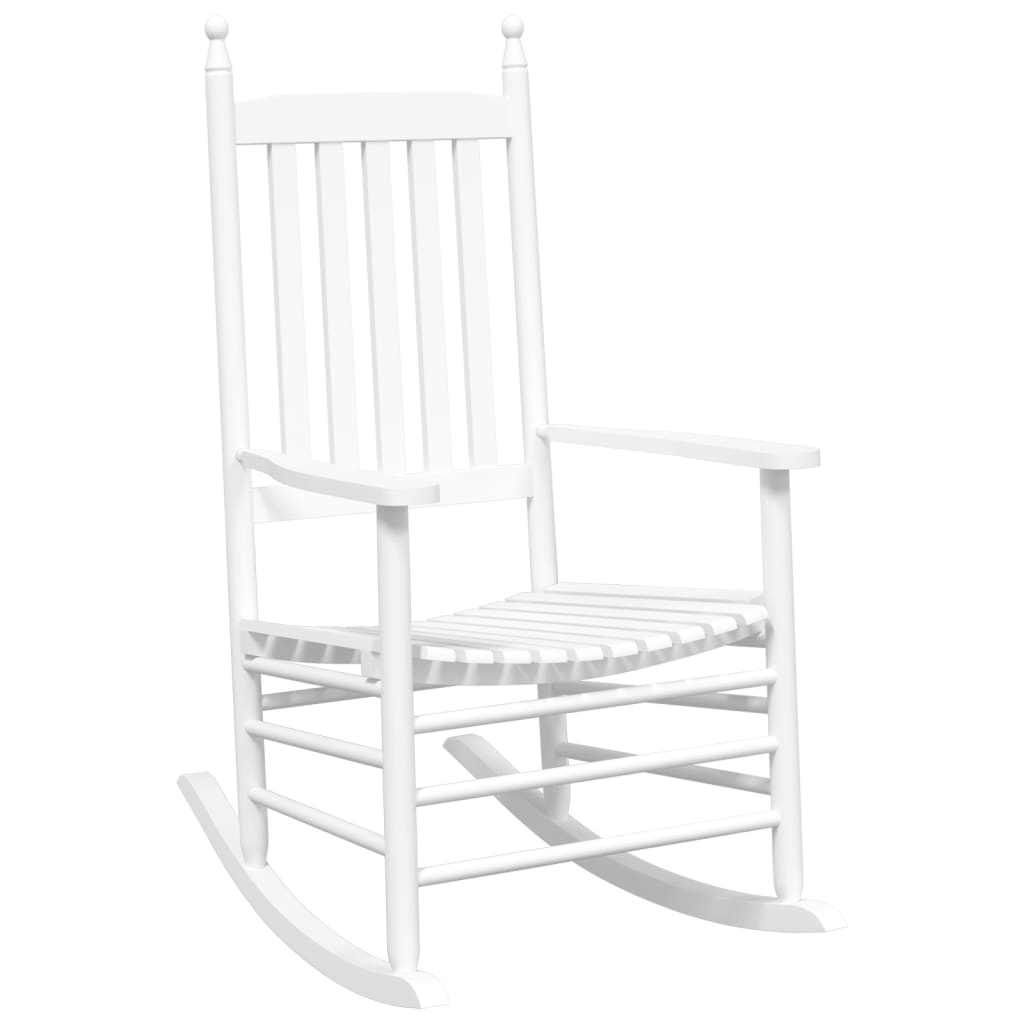 Cadeira de baloiço com mesa dobrável álamo maciço branco