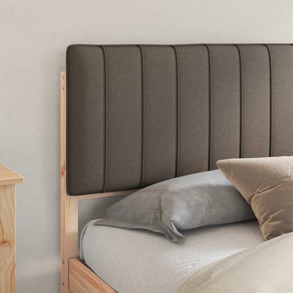 Estrutura de cama com cabeceira estofada cinzento-acastanhado