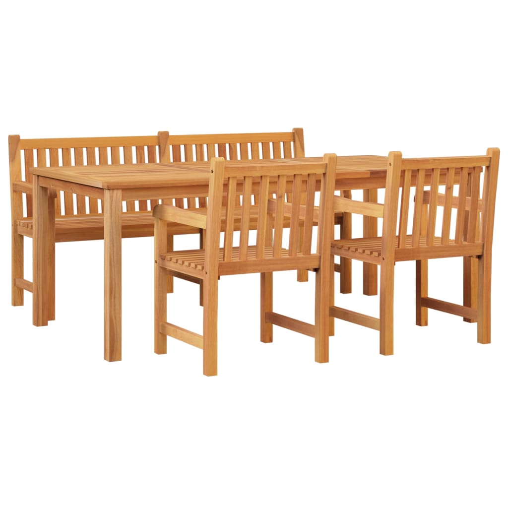 4 Pcs conjunto de jantar p/ jardim madeira de teca maciça