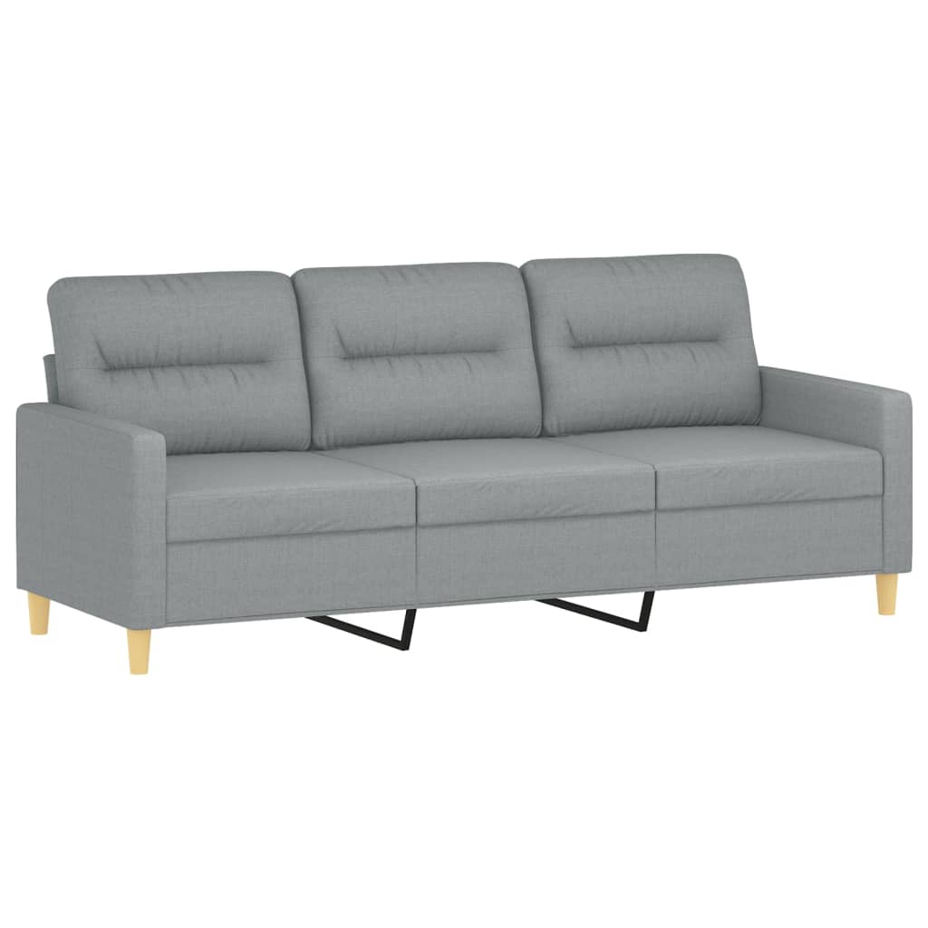 2 Pcs conjunto de sofás com almofadões tecido cinzento-claro