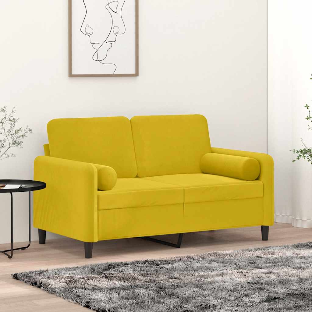Almofadas decorativas 2 pcs ø15x50 cm veludo amarelo