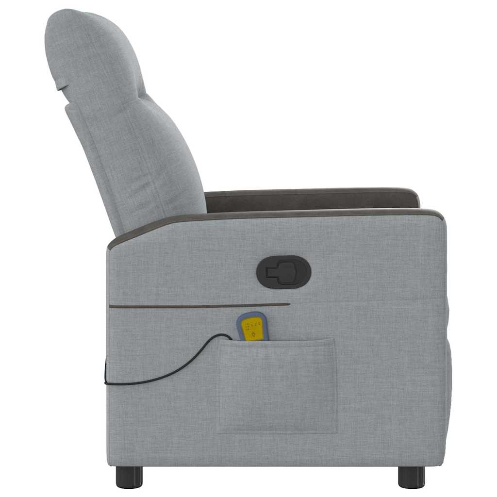 Poltrona de massagens reclinável tecido cinzento-claro