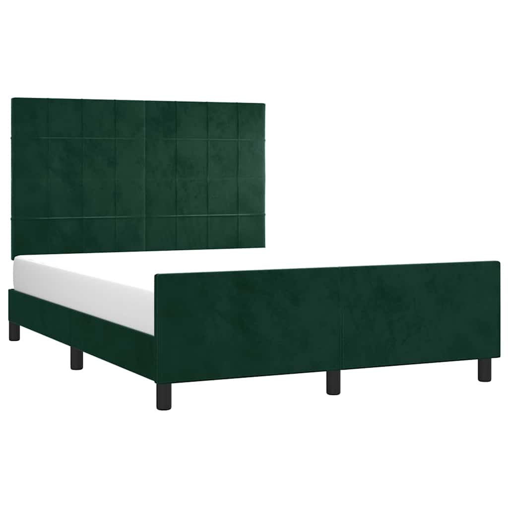 Estrutura de cama sem colchão 140x190 cm veludo verde-escuro
