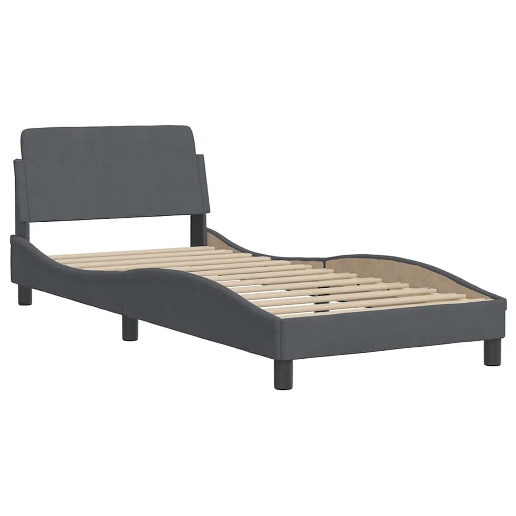 Estrutura de cama dover 90x190 cm veludo cinzento-escuro
