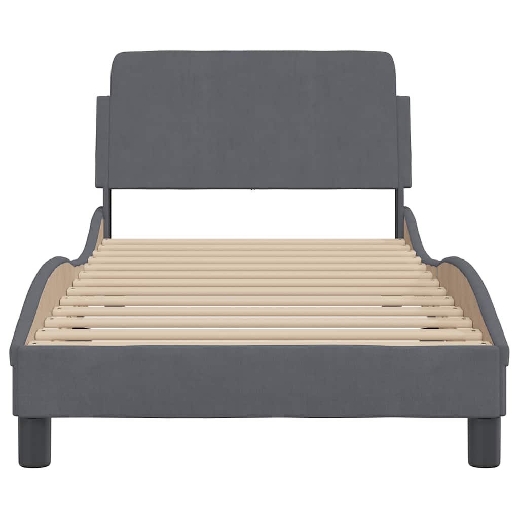 Estrutura de cama dover 90x190 cm veludo cinzento-escuro