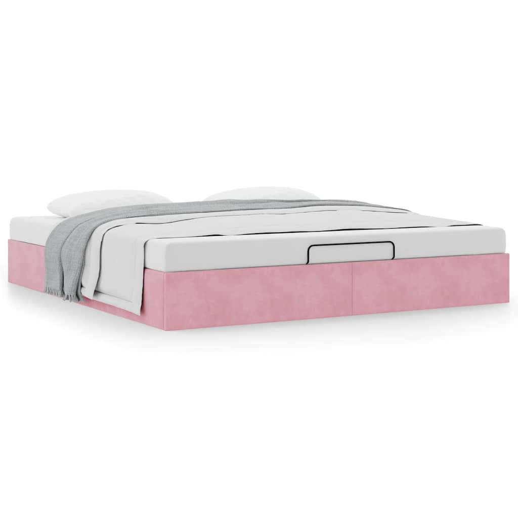 Estrutura de cama otomana sem colchão 180x200 cm veludo rosa