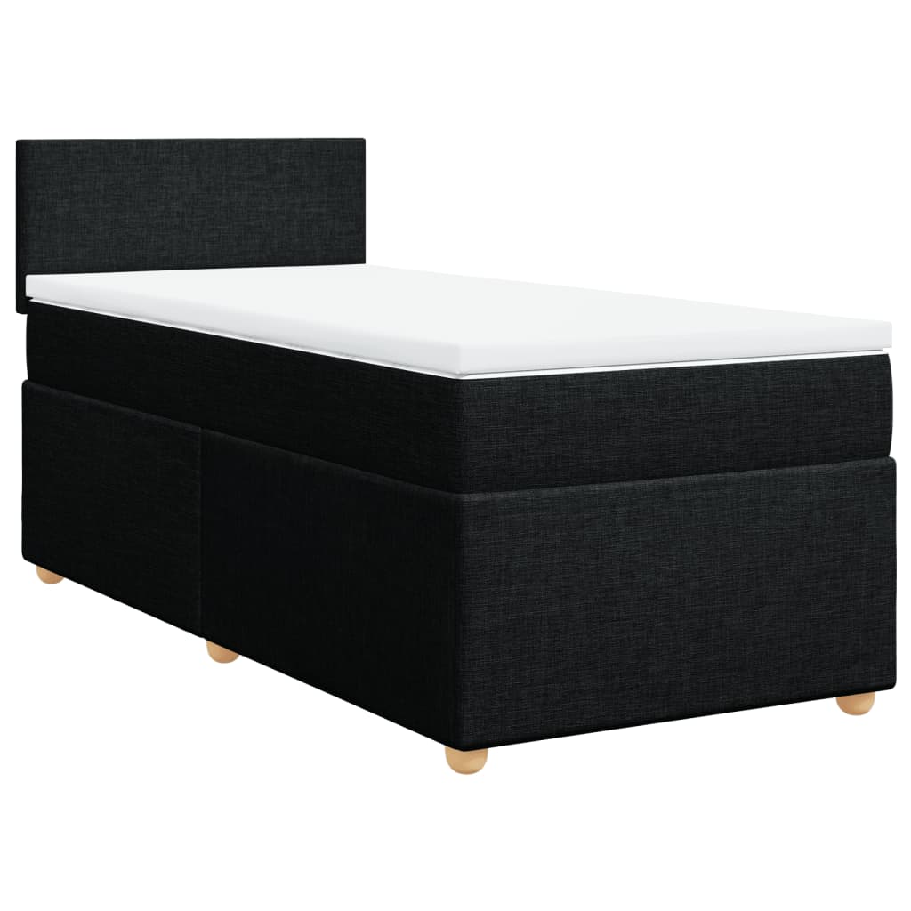 Cama com molas/colchão 100x200 cm tecido preto