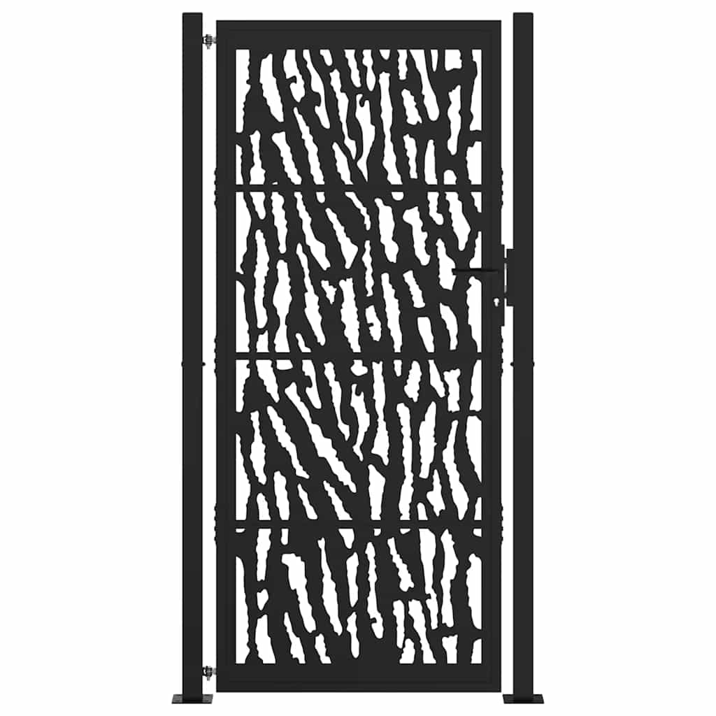 Portão de jardim preto 100x200 cm aço com design de rastros