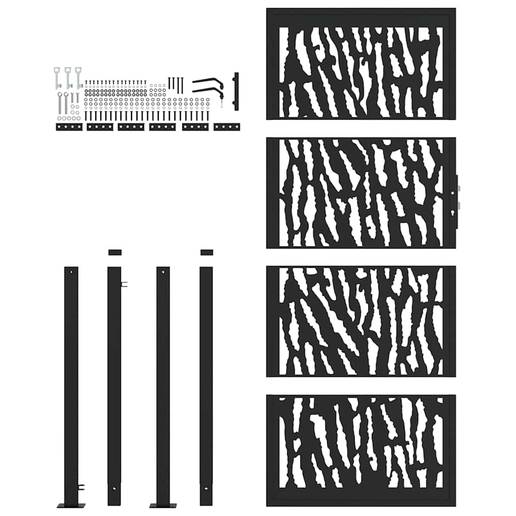 Portão de jardim preto 100x200 cm aço com design de rastros
