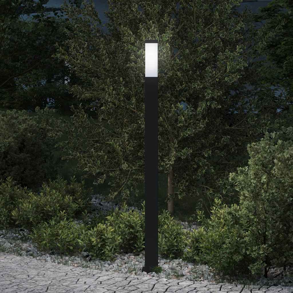 Luminária de poste 110 cm preta IP44