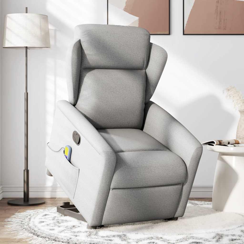 Poltrona elevatória de massagens tecido cinzento-nublado