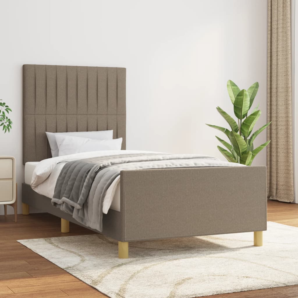 Estrutura cama sem colchão 90x200 cm tecido cinza-acastanhado
