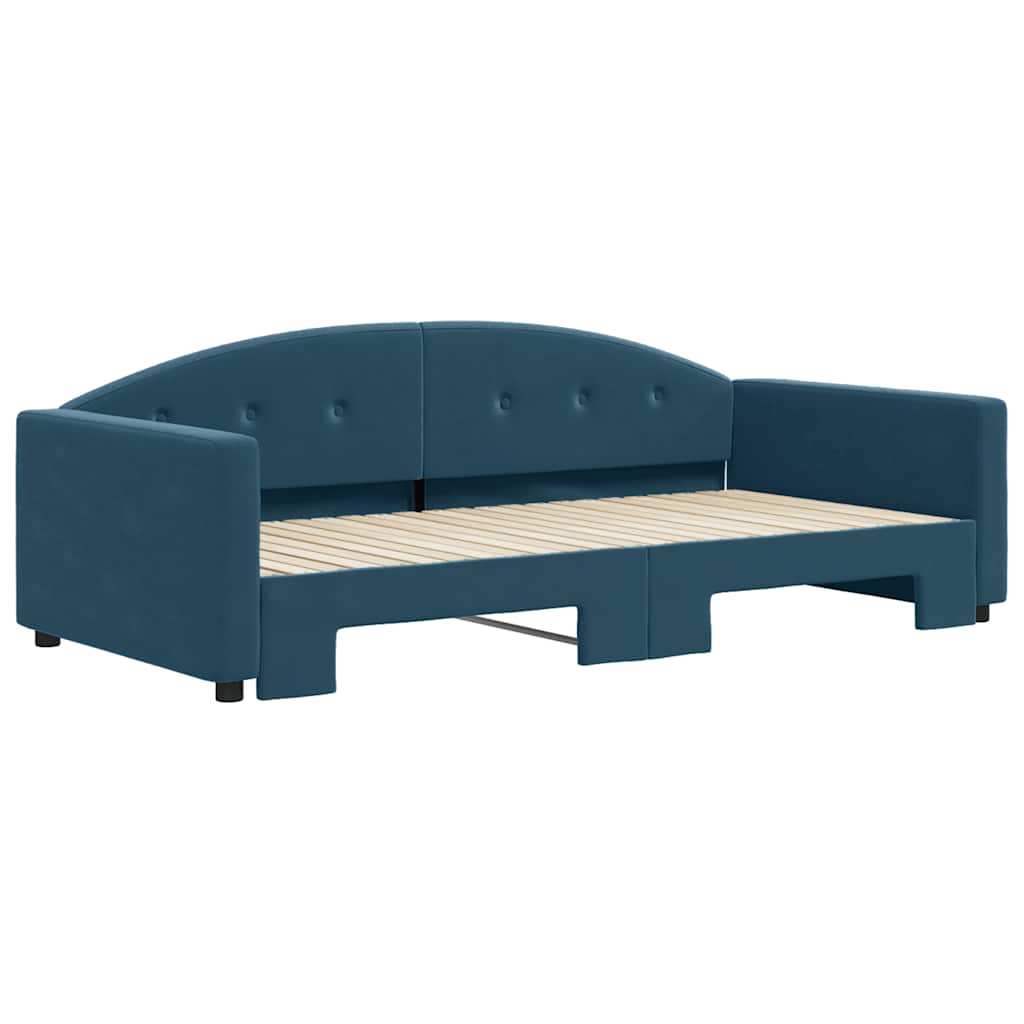 Sofá-cama com gavetão 100x200 cm veludo azul