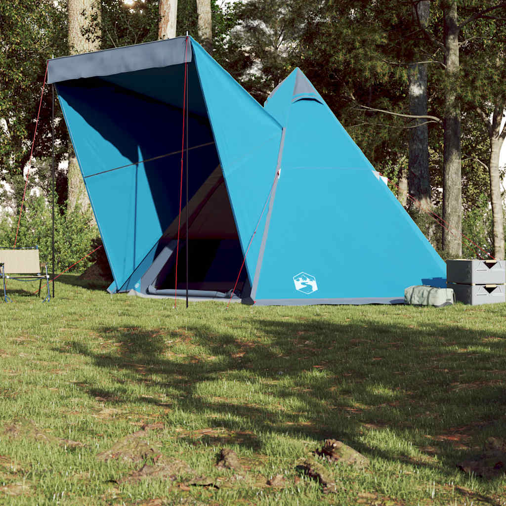 Tenda familiar tipi para 6 pessoas impermeável azul