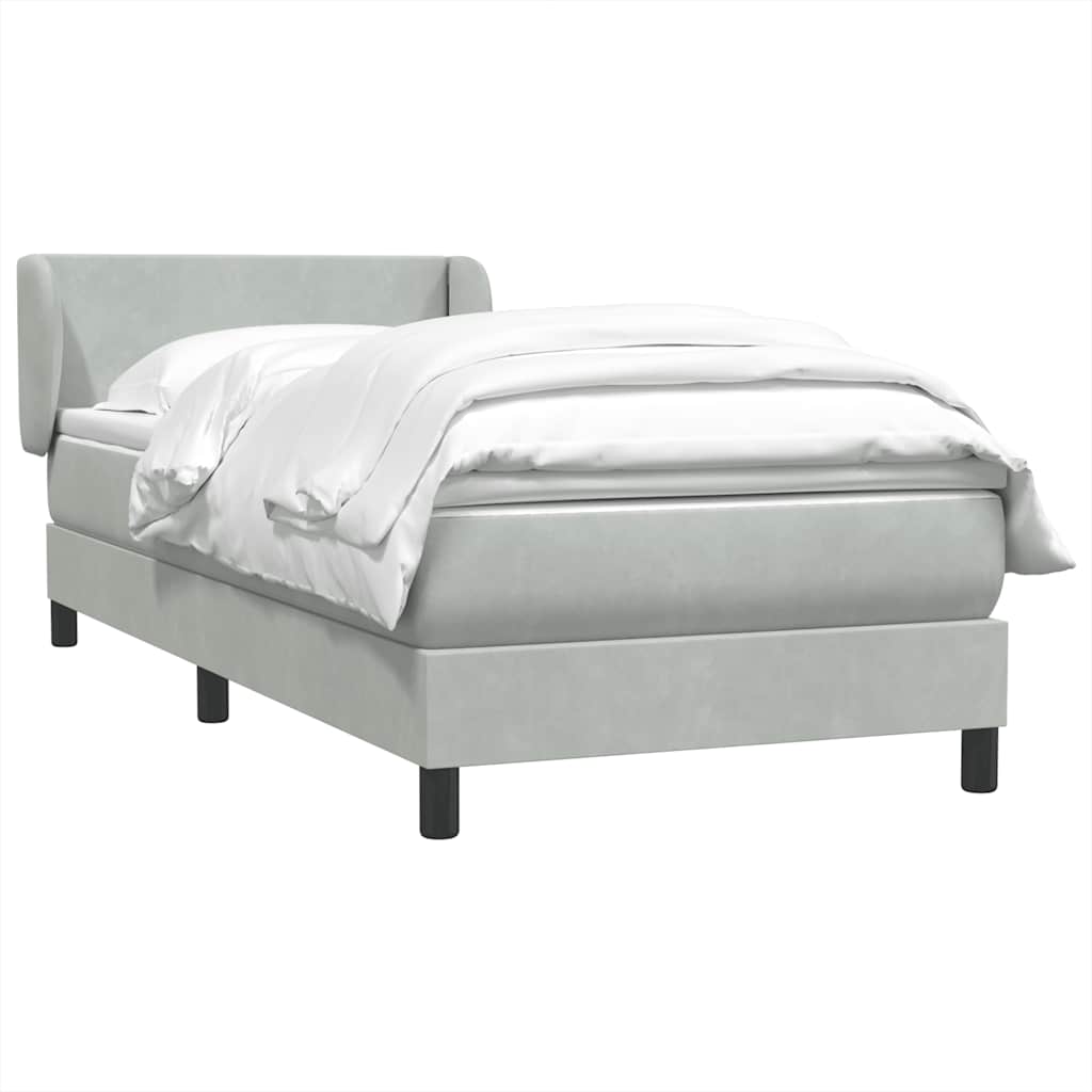 Cama com molas/colchão cinzento-claro 80x220 cm veludo