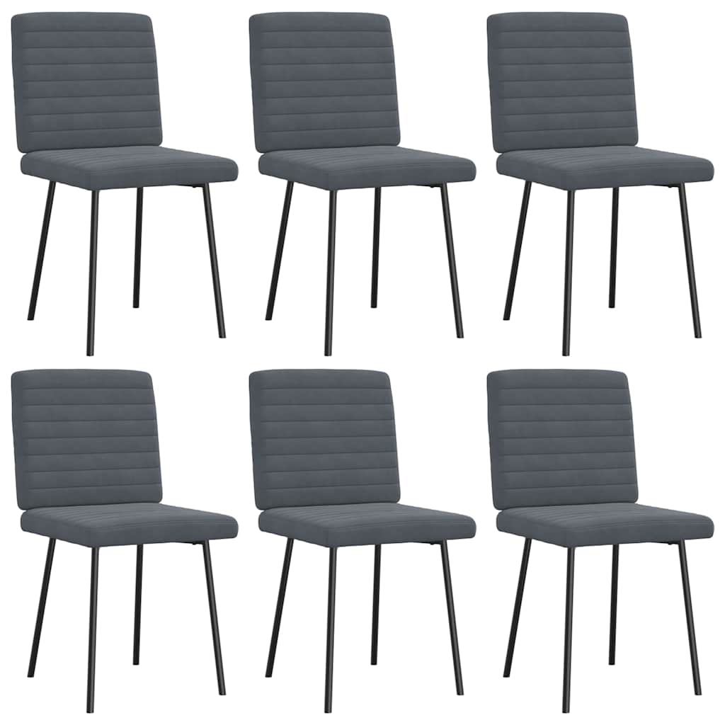 Cadeiras de jantar 6 pcs veludo cinzento-escuro