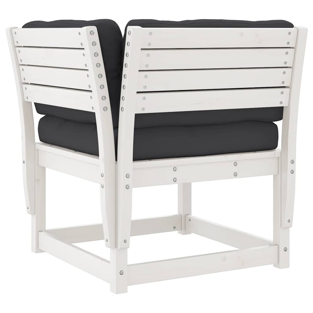 7 Pcs conj. lounge de jardim c/ almofadões pinho maciço branco