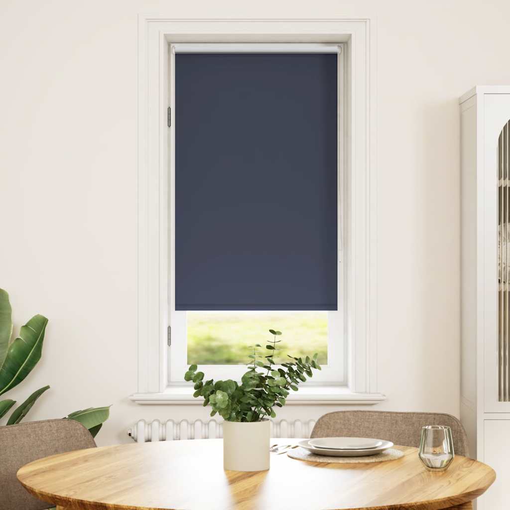Cortina de rolo blackout, 64,4 x 120 cm, largura do tecido 60 cm, cor azul marinho.