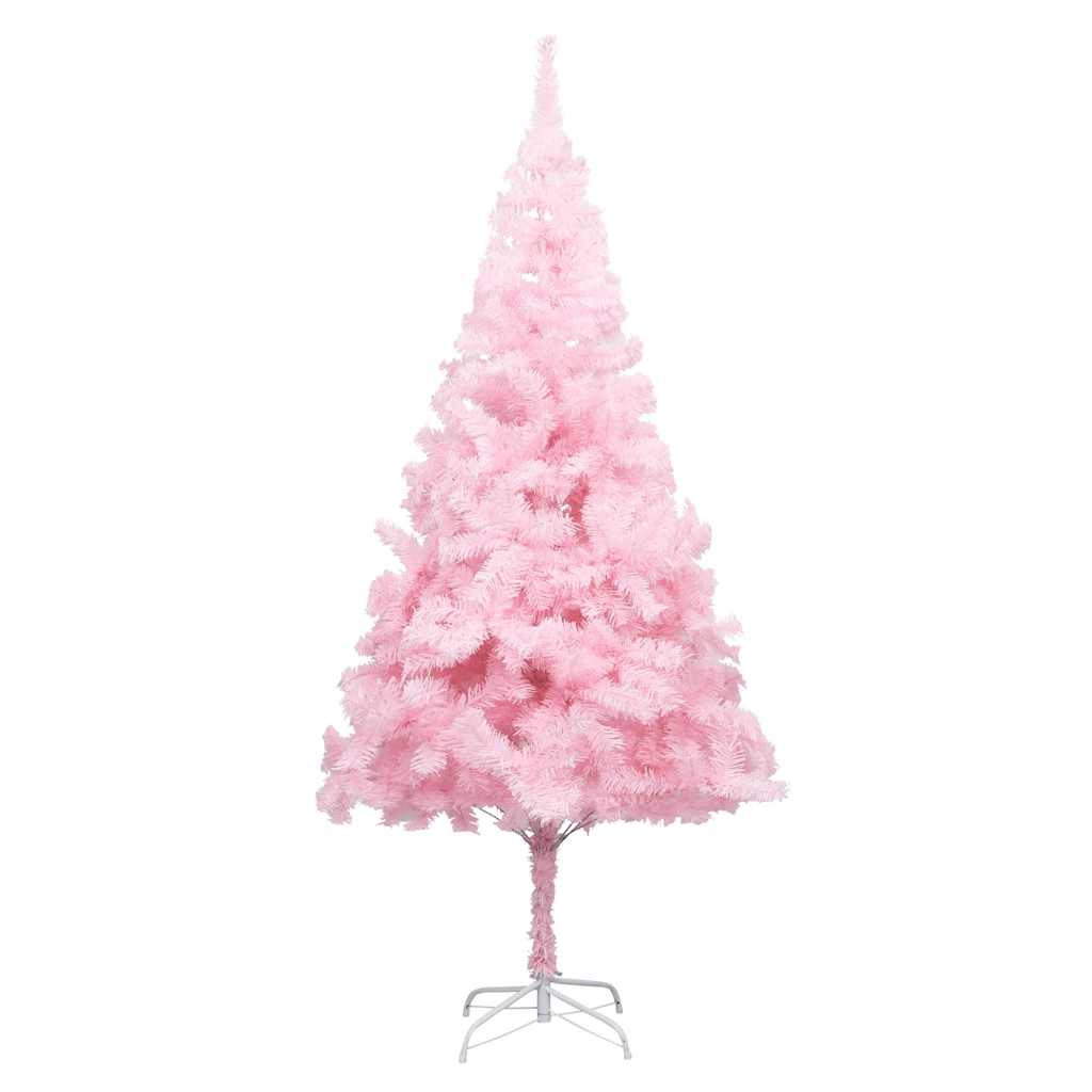 Árvore natal artificial pré-iluminada c/ bolas PVC rosa
