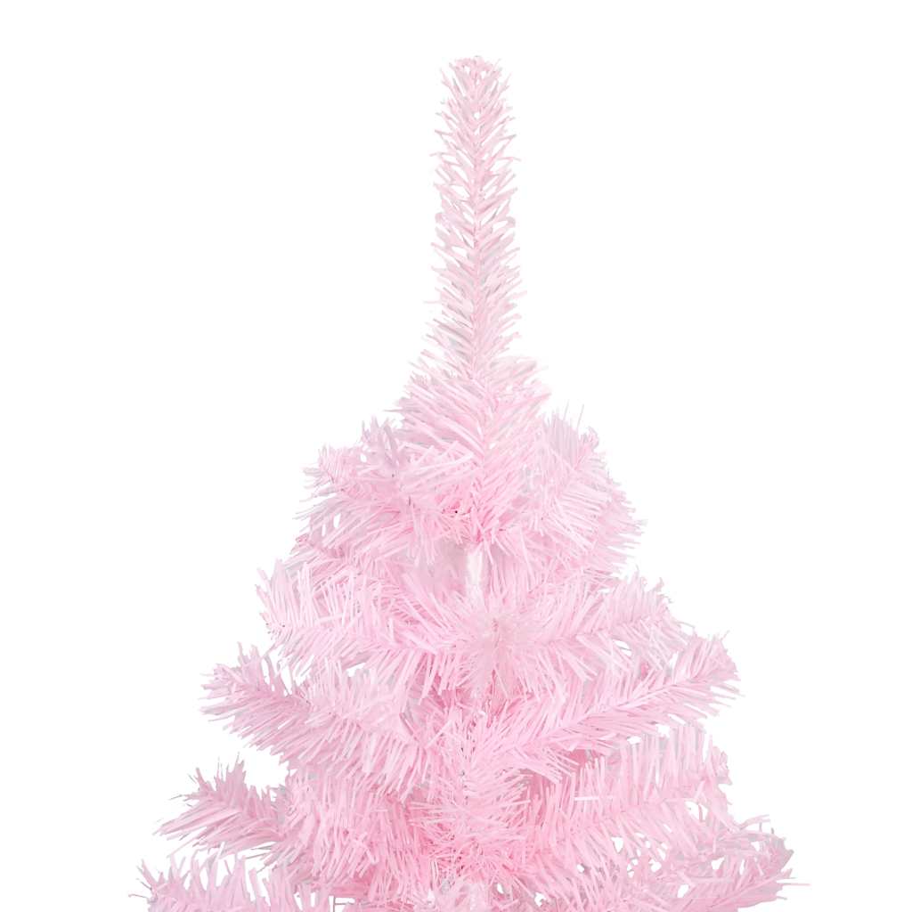 Árvore natal artificial pré-iluminada c/ bolas PVC rosa