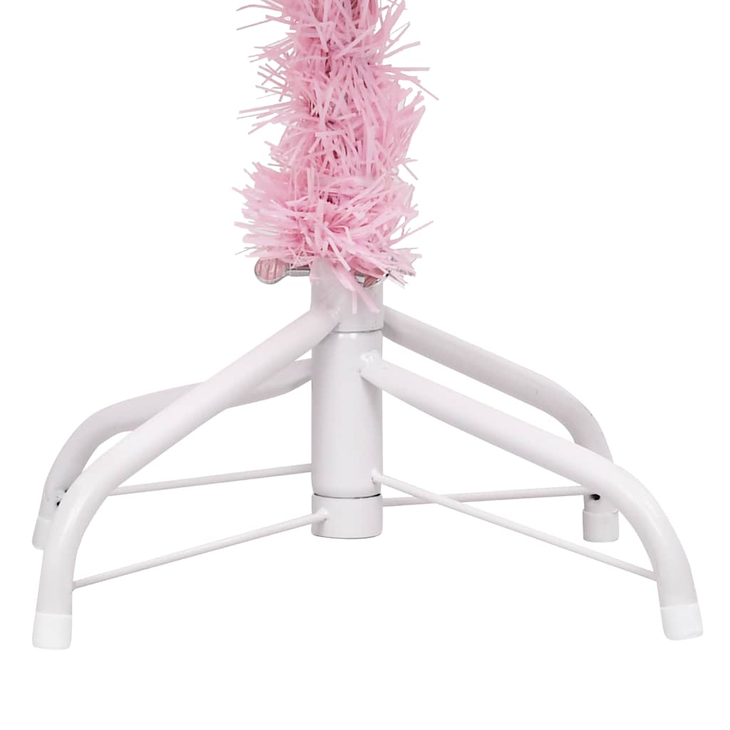 Árvore natal artificial pré-iluminada c/ bolas PVC rosa