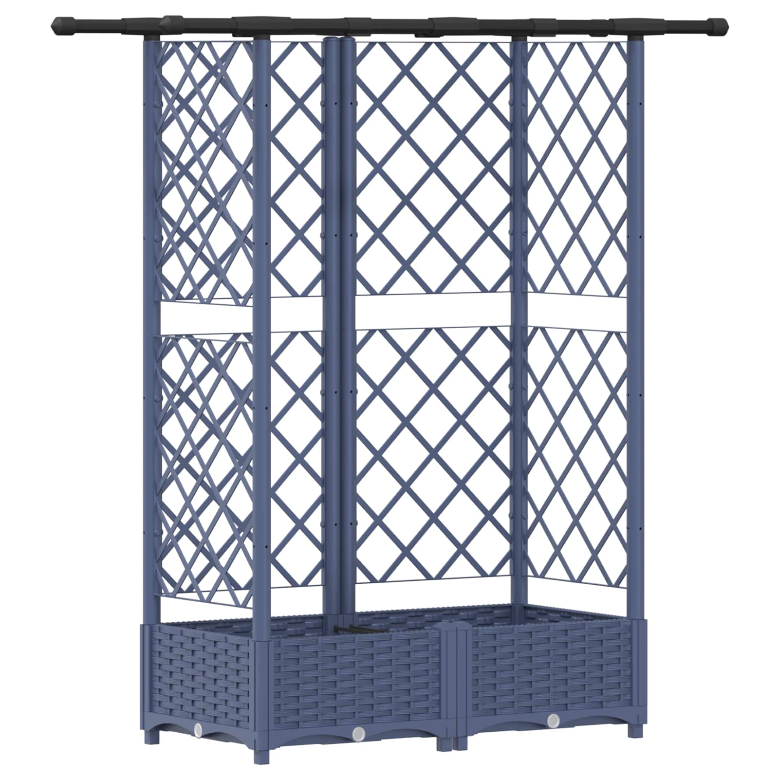 Cama elevada com treliça e telhado cinzento 124 x 40 x 121 cm