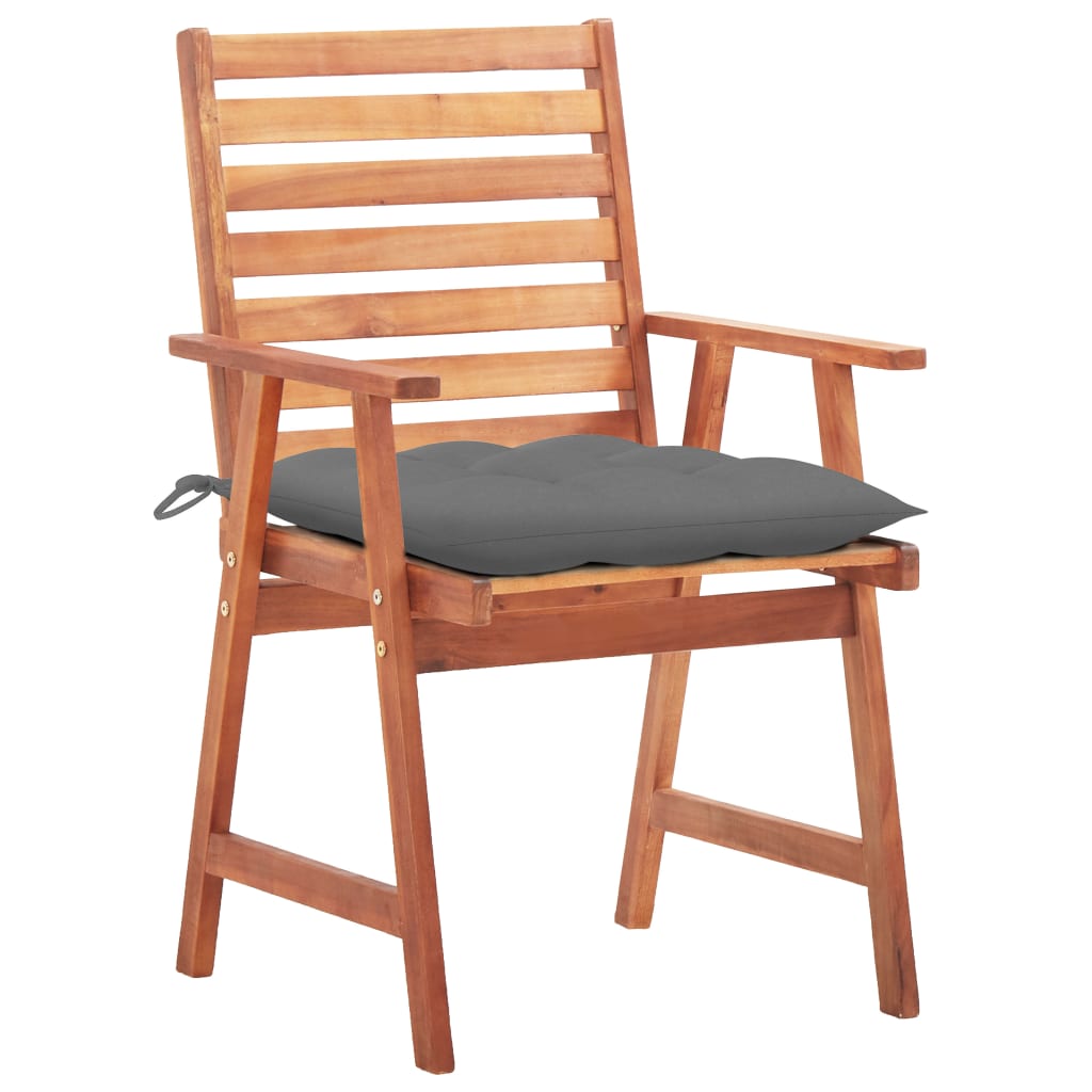 Cadeiras de jantar p/ jardim 3 pcs c/ almofadões acácia maciça