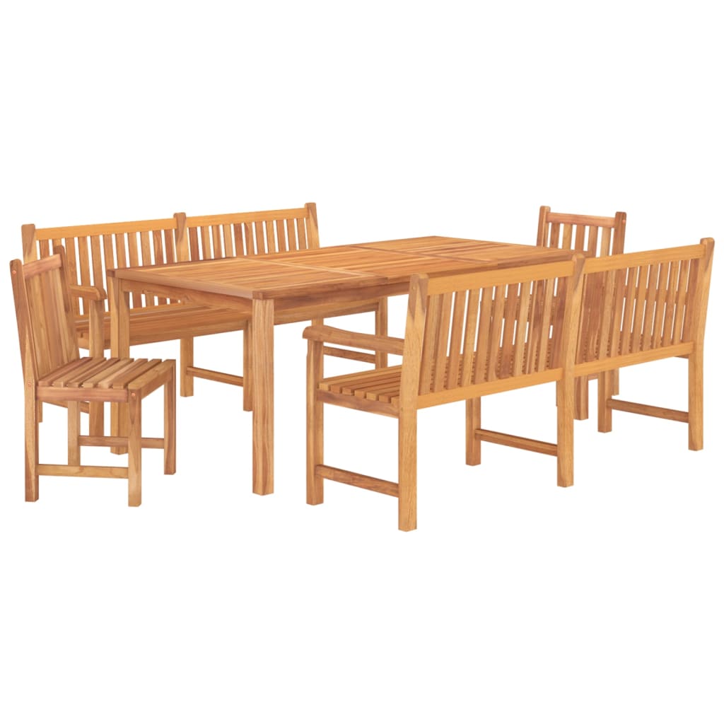 5 Pcs conjunto de jantar p/ jardim madeira de teca maciça