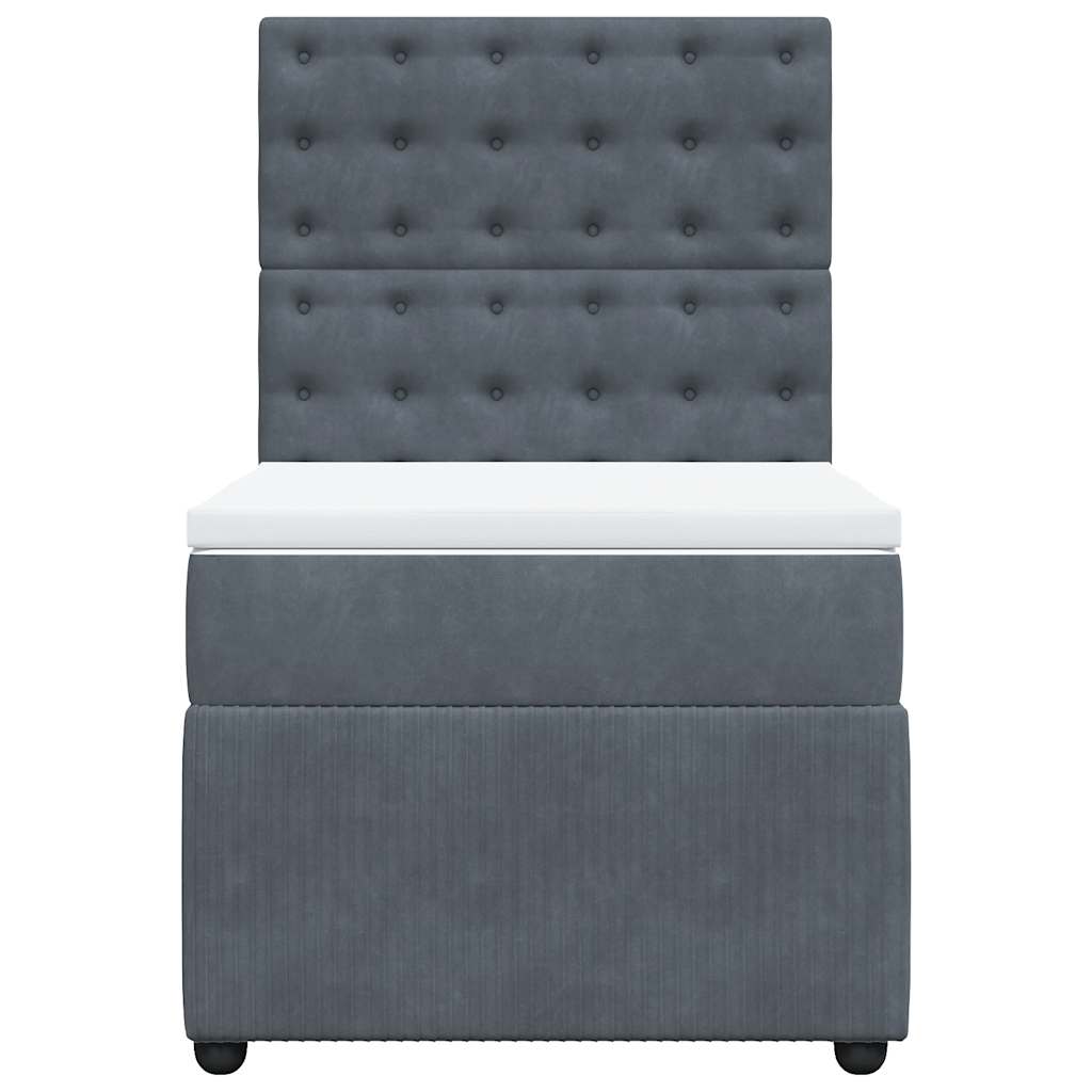 Cama com molas/colchão 100x200 cm veludo cinza-escuro
