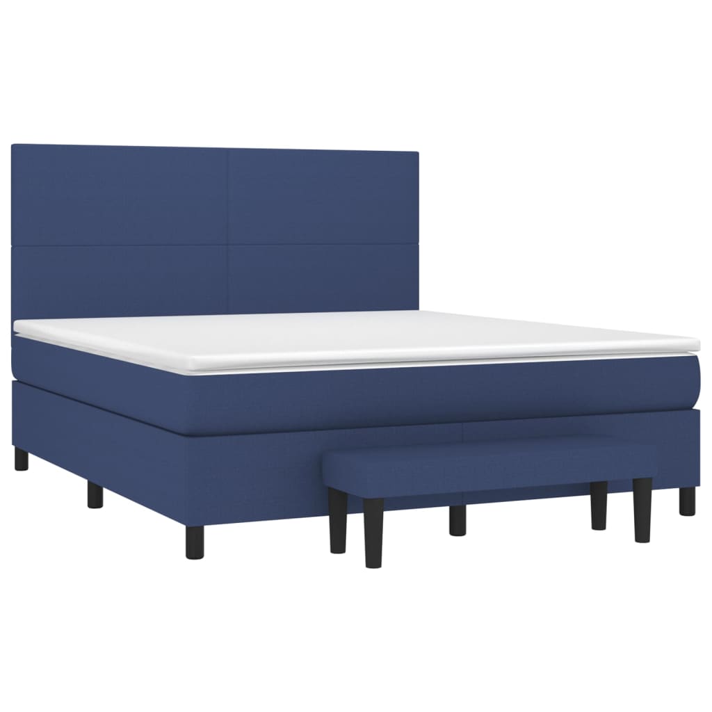 Cama com molas/colchão 180x200 cm tecido azul
