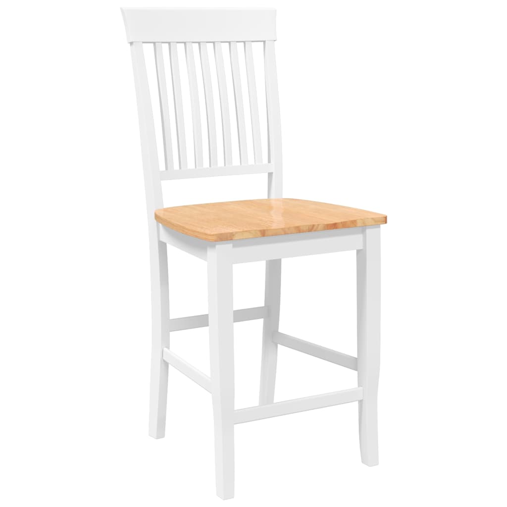 Bancos de bar 2 pcs madeira de seringueira maciça branco