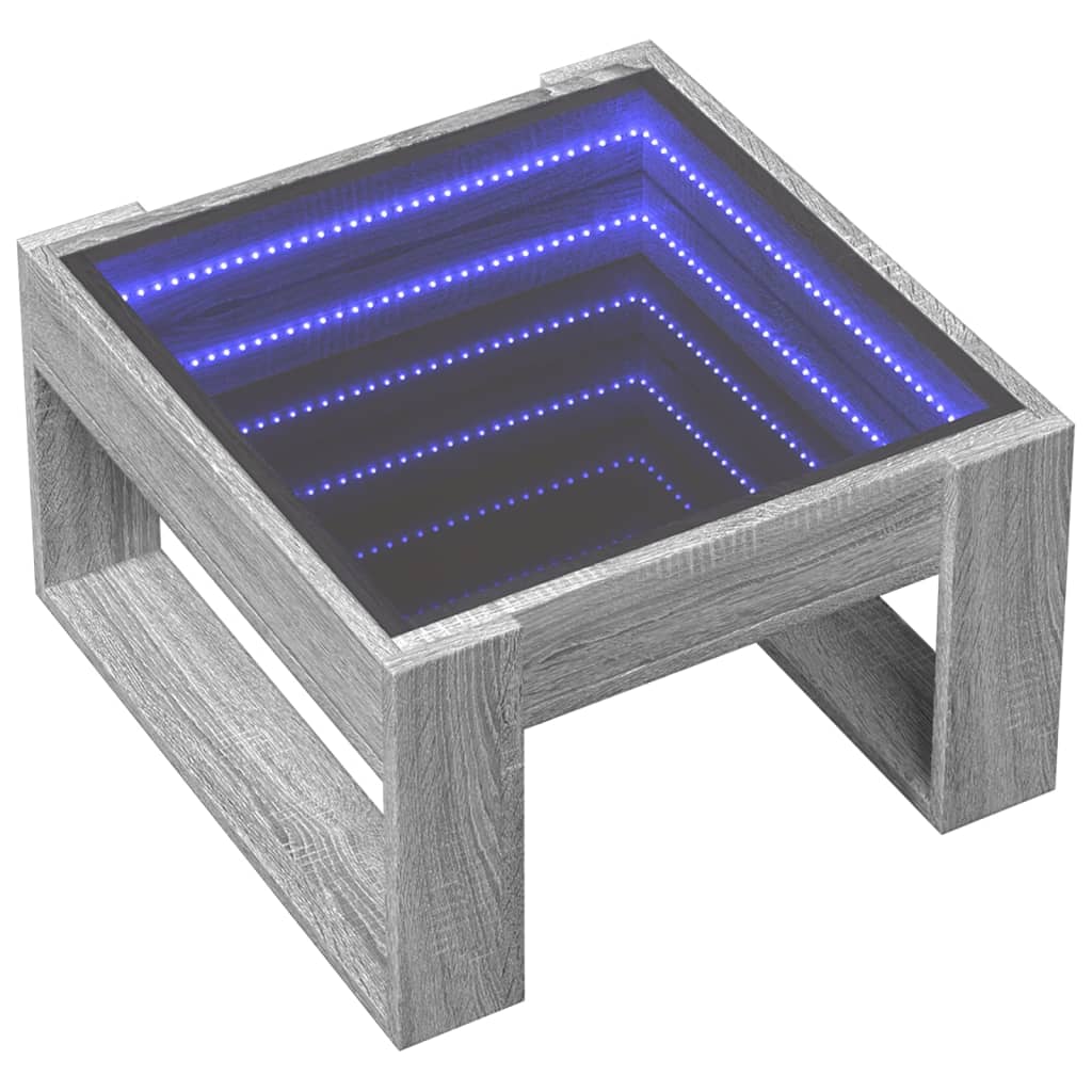Mesa de centro luzes LED infinity 50x53x30 cm cinzento sonoma
