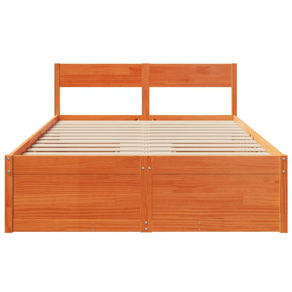 Cama sem colchão 120x200 cm madeira pinho maciça castanho-mel