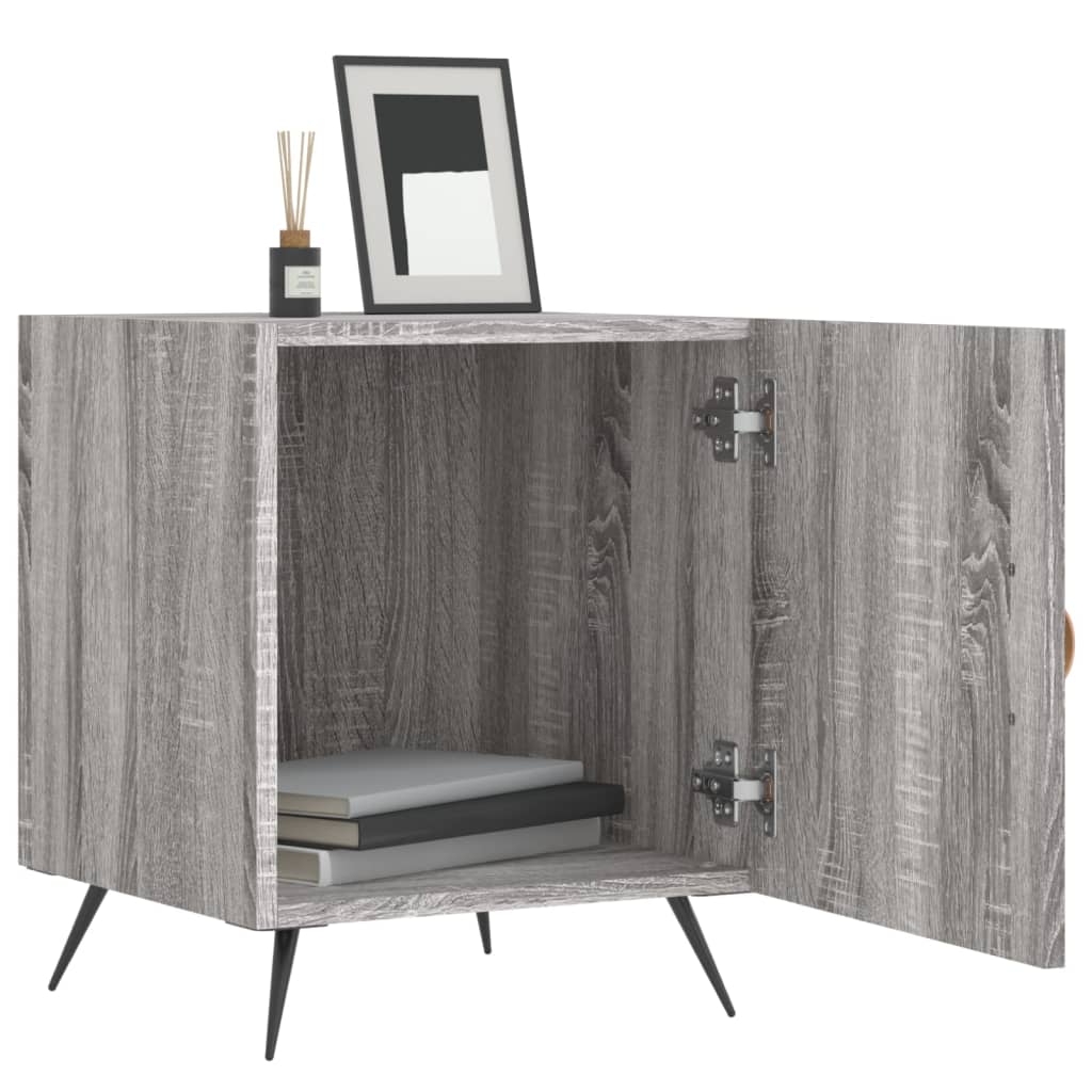Mesa cabeceira 2pcs 40x40x50 cm madeira processada cinza sonoma
