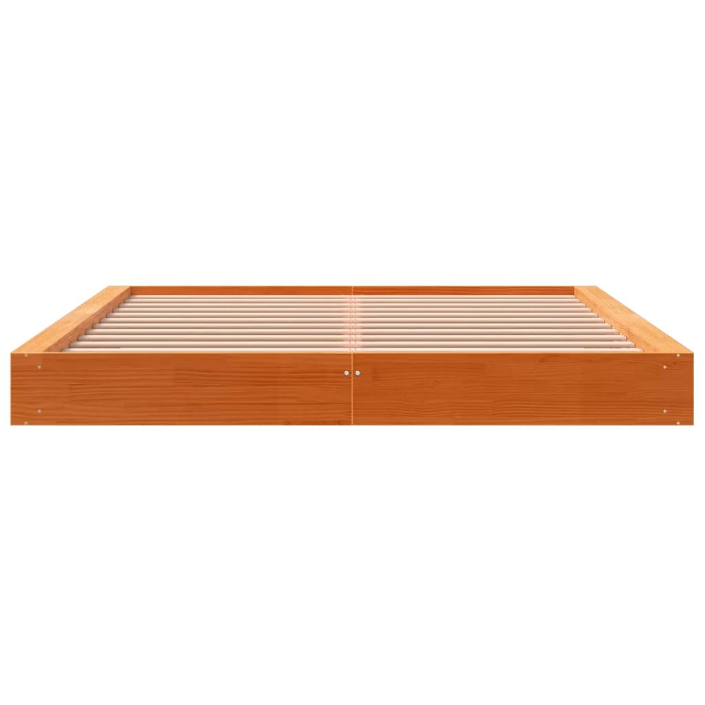 Cama sem colchão 200x200 cm pinho maciço castanho-mel