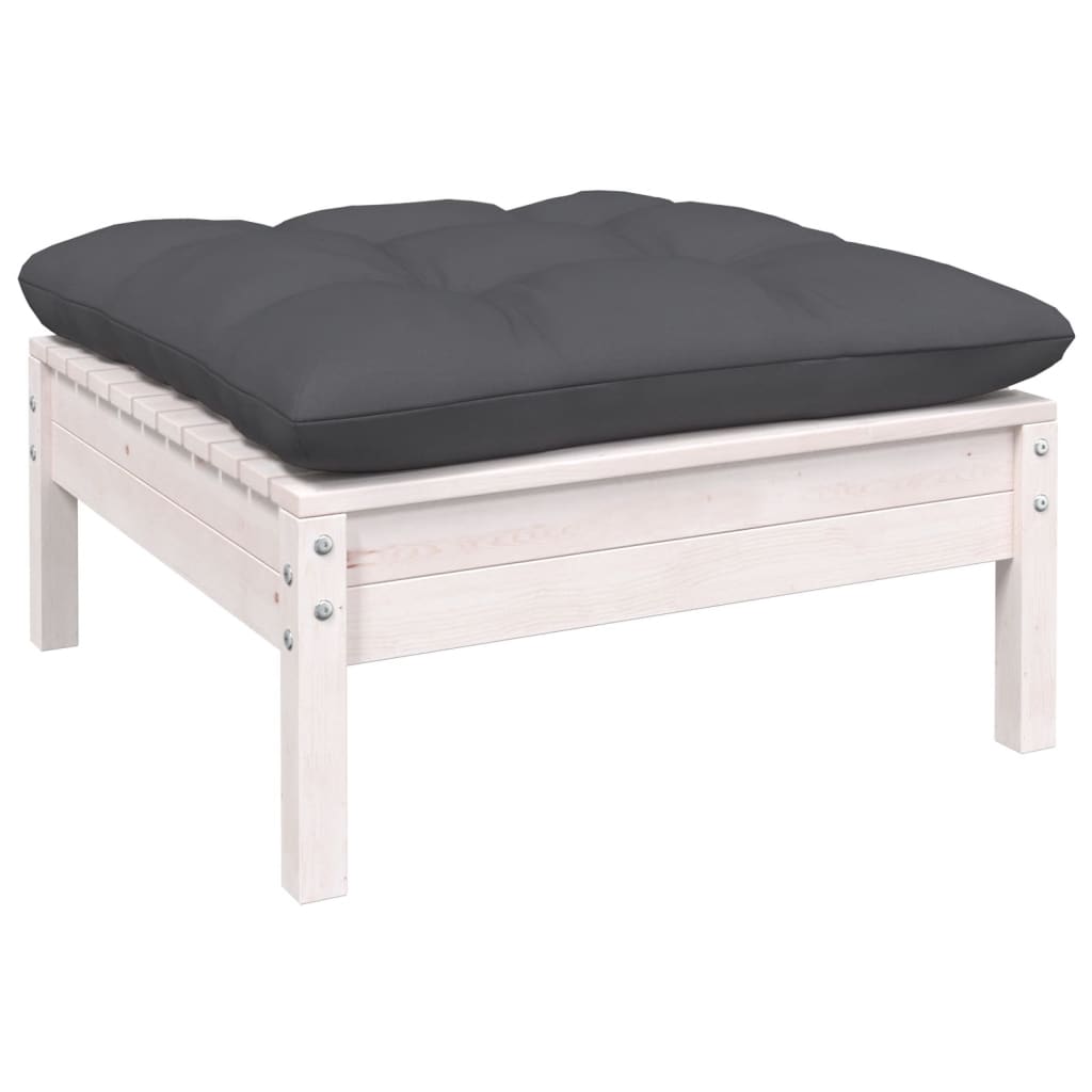 12 Pcs conjunto lounge de jardim c/ almofadões pinho branco